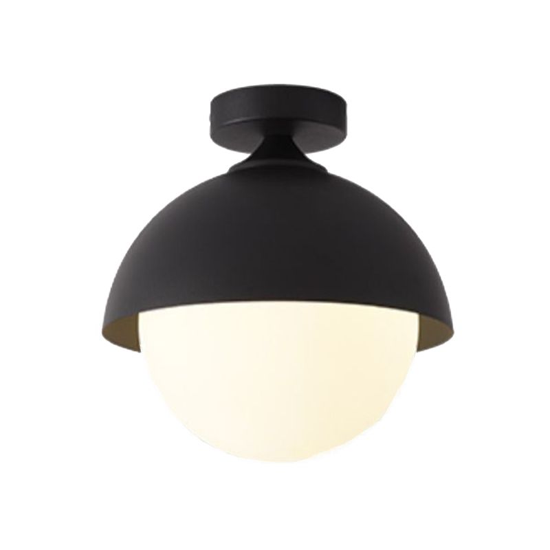 Metal Flush Mount in Black / White Ceiling Flush with Glass Ball Shade