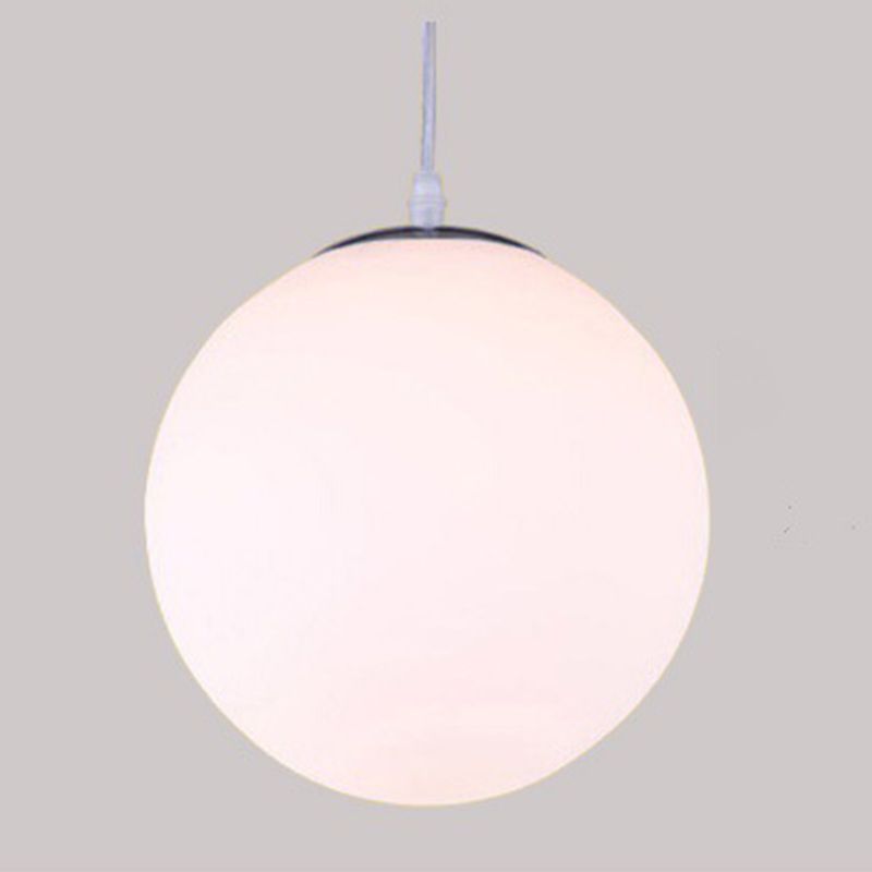 Milk White Acrylic Ball Shade Hanging Light Modern Simplicity 1-Light Suspension Lighting Fixture For Kitchen Bar