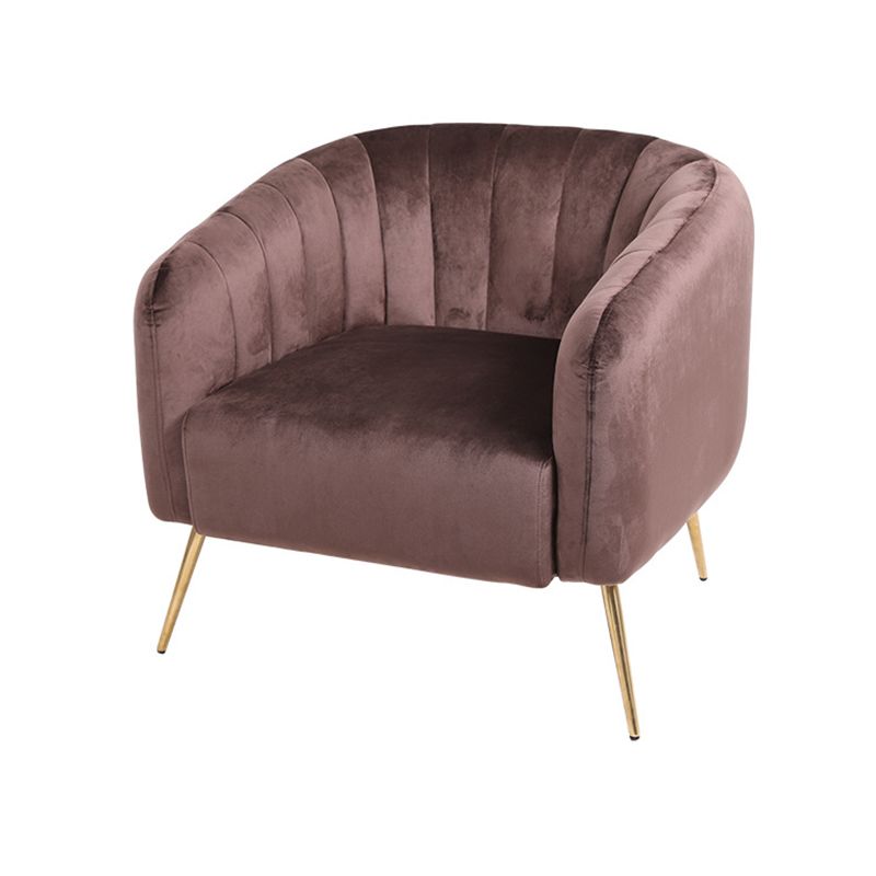 28.34" High Velvet Barrel Chair Arms Included Barrel Accent Chair