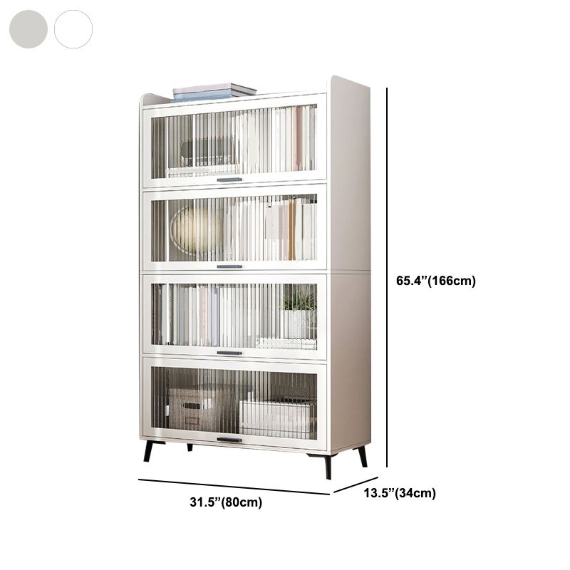 Wooden Engineered Wood Bookcase with Doors Closed Back Bookshelf Doors Included