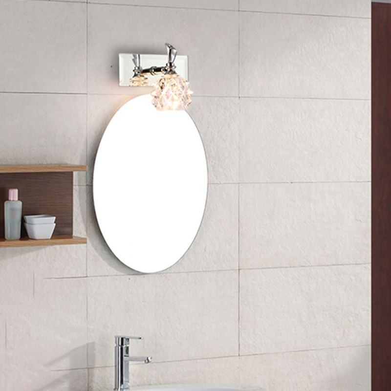 1 / 2 / 3 / 4 - Light Chrome Bath Lighting Glass Shade Adjustable Bath Sconce