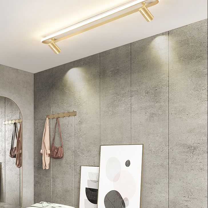 Gold länglich LED Semi Flush Mount in moderner Einfachheit Metall Deckenleuchte für Wohnzimmer