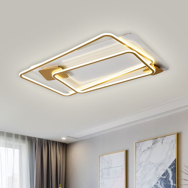 Rechteck halb flush leichte einfache Style Metallic Wohnzimmer LED in der Nähe der Deckenlampe