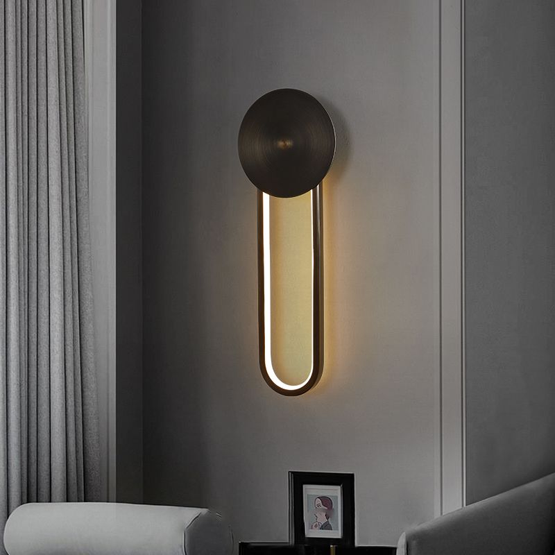 Oval Shade Metal Wall Sconce Modern Style 1 Light Wall Mount Lighting