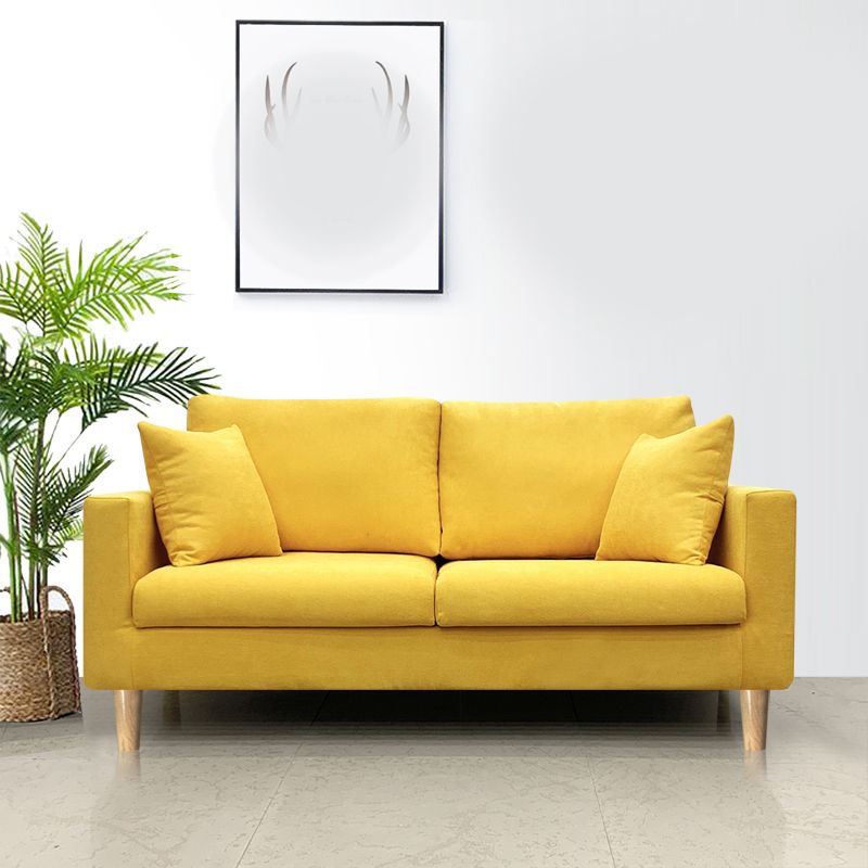 Contemporary Fabric Stationary Square Arm Loveseat with Loose Back