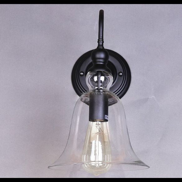 Industrielle Wandleuchte ein leichtes Licht moderner klarer Glasschatten Wandleuchte in Schwarz