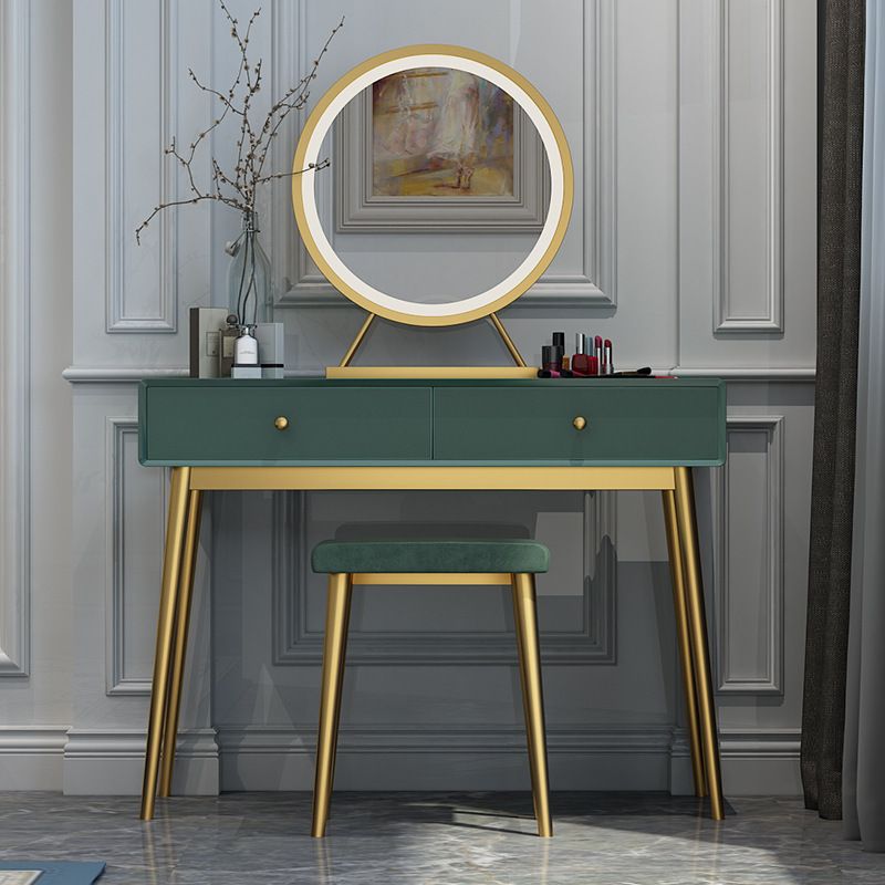 15.74" Wide Green Makeup Vanity Desk Glam Vanity Tables with 2 Drawers