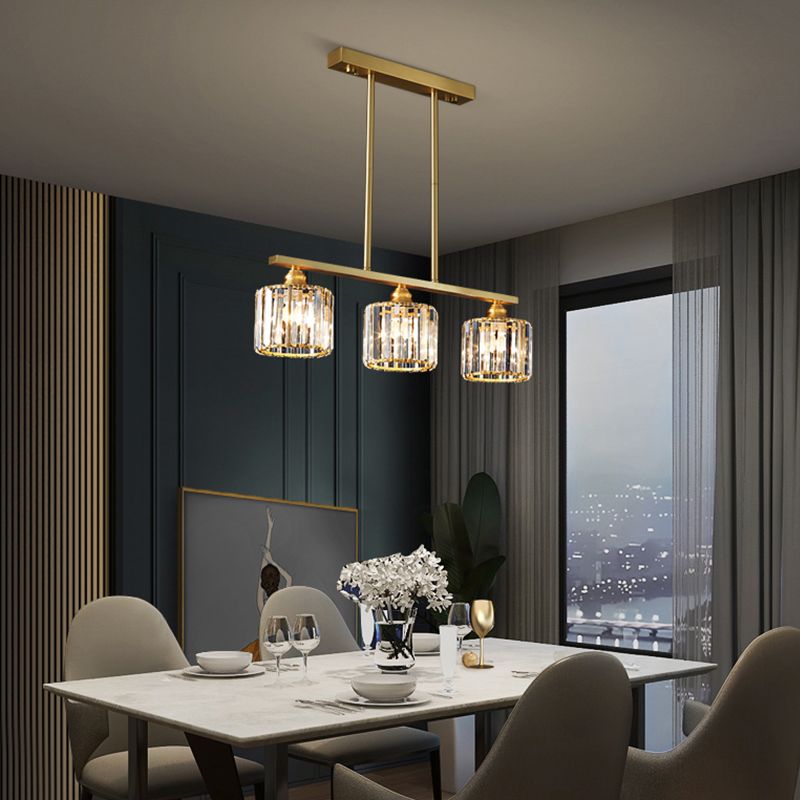 Contemporary Style Cylinder Shape Island Lights Crystal Island Lighting
