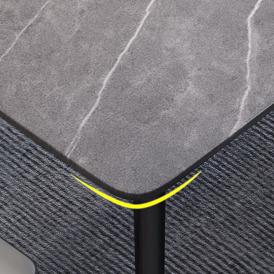 Contemporary Home Sintered Stone Scratch Resistant Dining Table Rectangle Table with 4 Legs Base