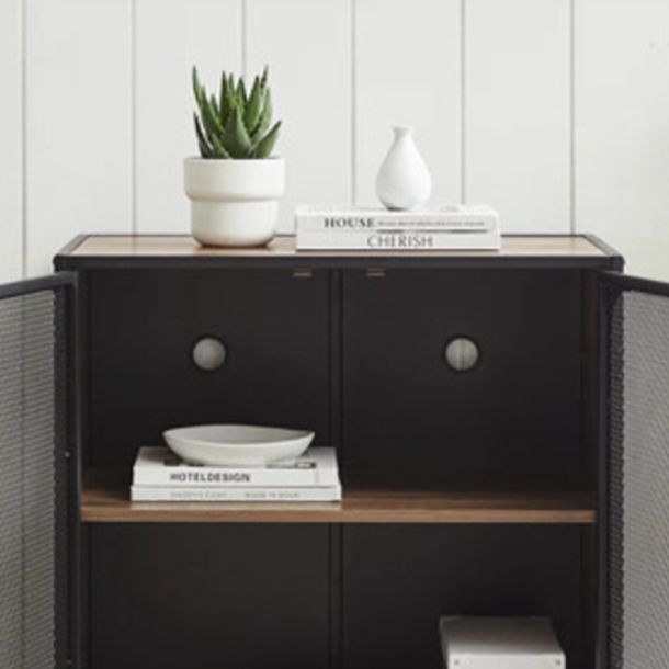 Pine Wood Kitchen Sideboard Cabinet Modern Server Cabinet with Storage