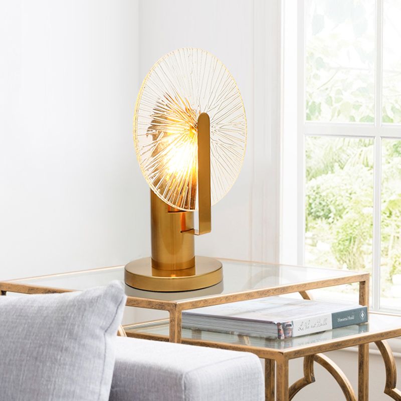 Gouden afwerking Wiel Nachtlicht Postmodern 1 lamp Heldere glazen tafelverlichting voor slaapkamer