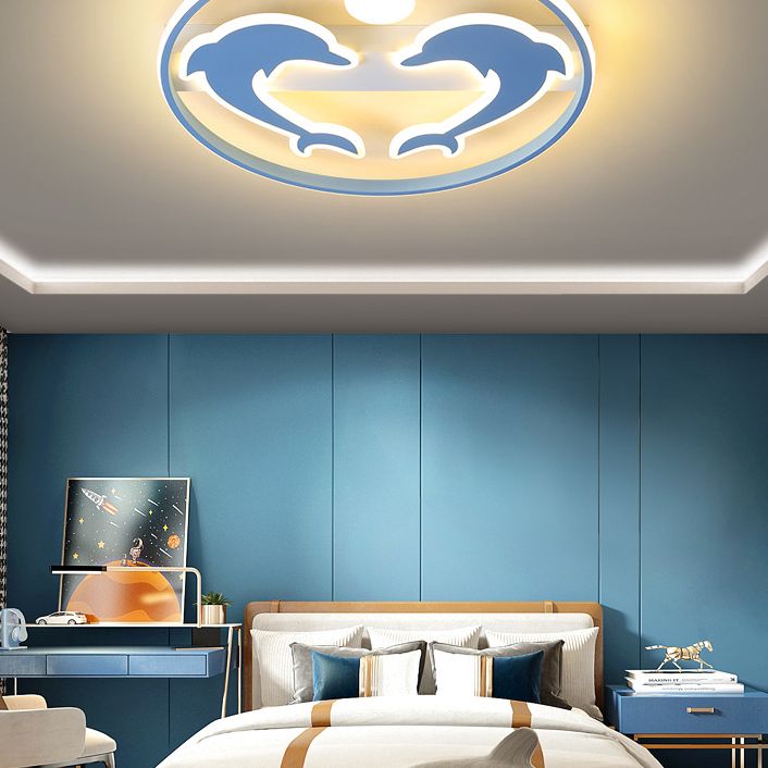 Dauphin et boule enfants chambre encastré éclairage acrylique dessin animé LED plafonnier