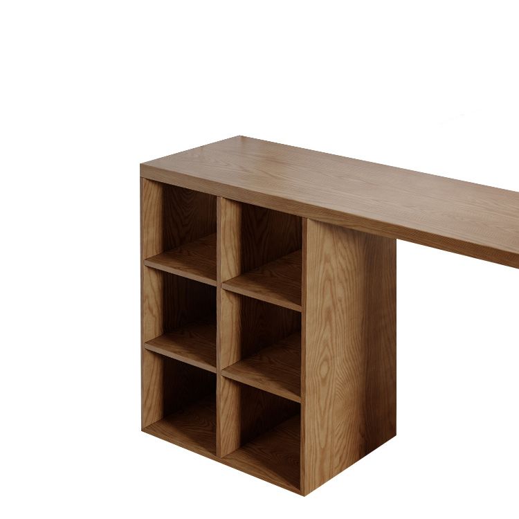 Modern Style Bar Table Pine Solid Wood Double pedestal Bar Dining Table with Storage