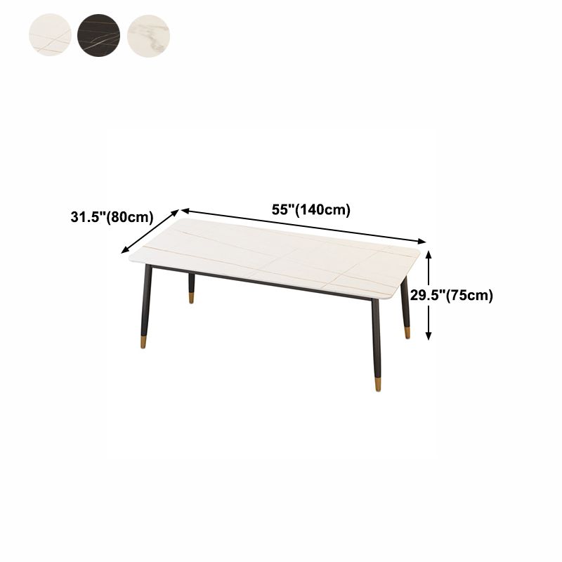 Mesa de comedor moderna de imitación de mármol con acabado mate, rectangular, 4 patas