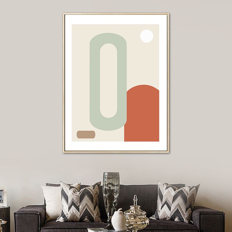 Nordic Geometric Wall Decor Canvas Textured Pastel Color Art Print for Family Room