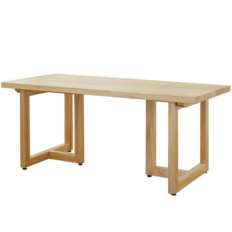 Modern Simple Solid Wood Table for Restaurant Rectangle Table with Wood Base