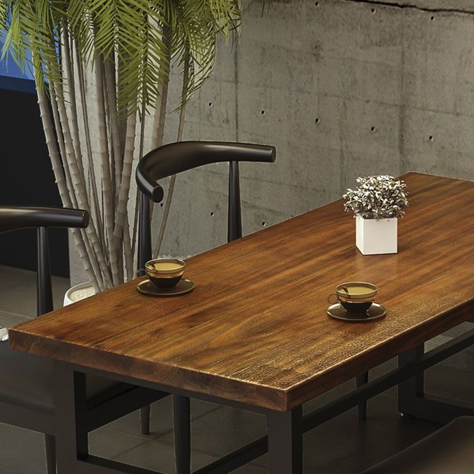 Mesa de comedor de madera sólida industrial mesa de comedor de base de caballete para el hogar
