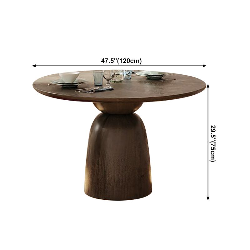 Mesa de comedor de madera maciza en color marrón para mesa moderna de restaurante con base de madera