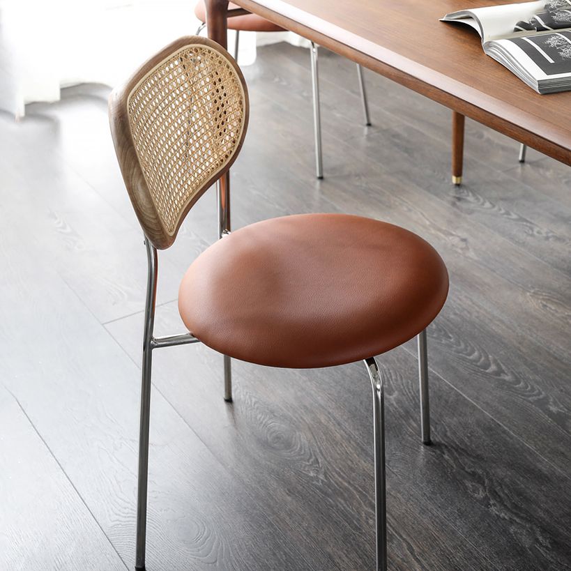 Modern Style PU Leather Side Chair Open Back Dining Side Chair for Dining Room
