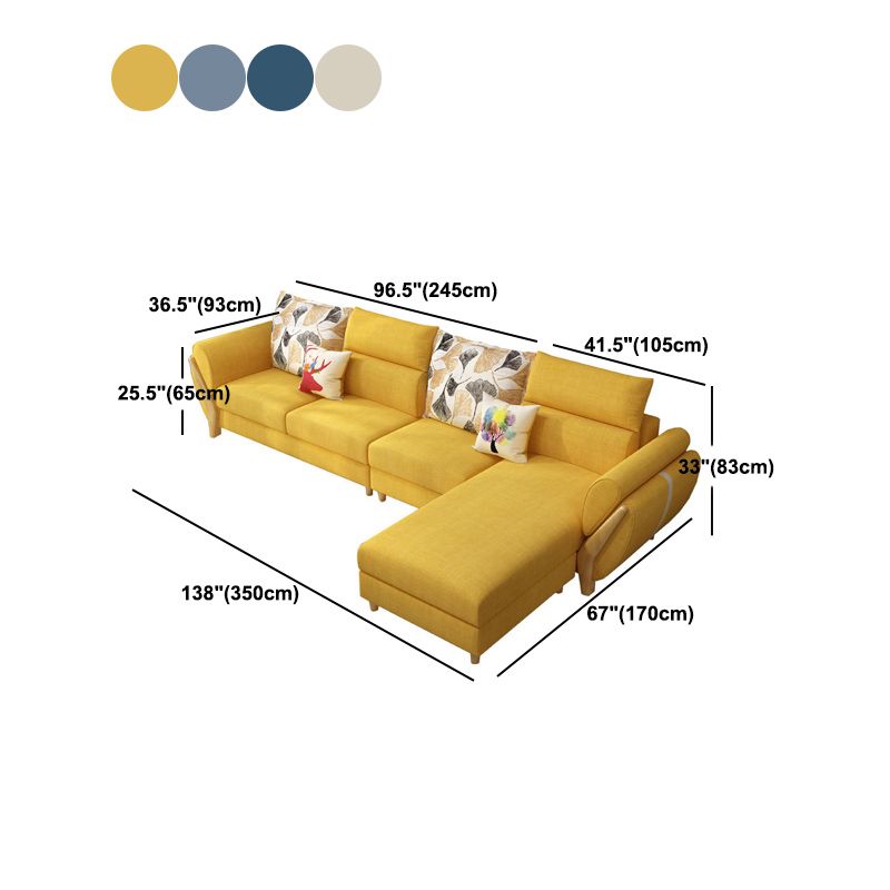 Nordic Stationary Living Room Flared Arm Cushions Sofa Chaise