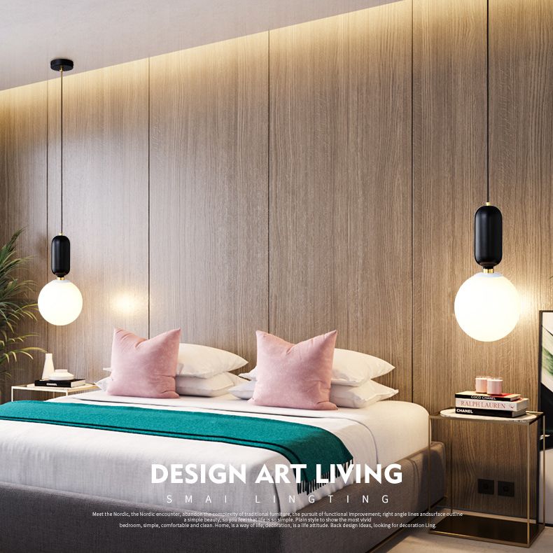 Nordische minimalistische Gla-Globus Hanging Lampe Single-Bulb Kreative Ausrufezeichen Anhänger Licht für Schlafzimmer