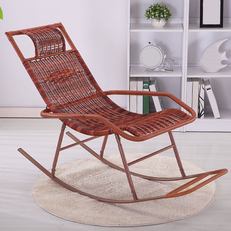 Modern Wicker Rocking Chair Reclining Woven Rattan for Home Decor