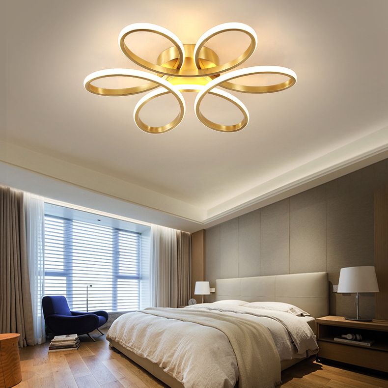 Flower Semi Flush Mount Luz acrílico Simplicidad moderna Fluce de techo de descarga para dormitorio