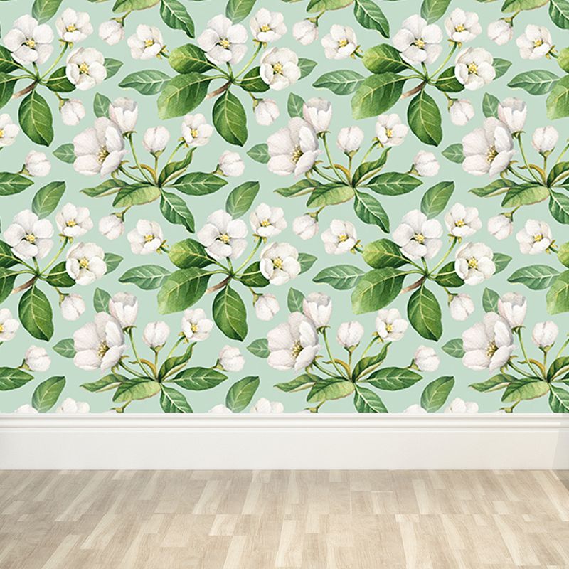 Waterproof Flowers Wall Mural Tropical Non-Woven Wall Covering, Custom Size Available
