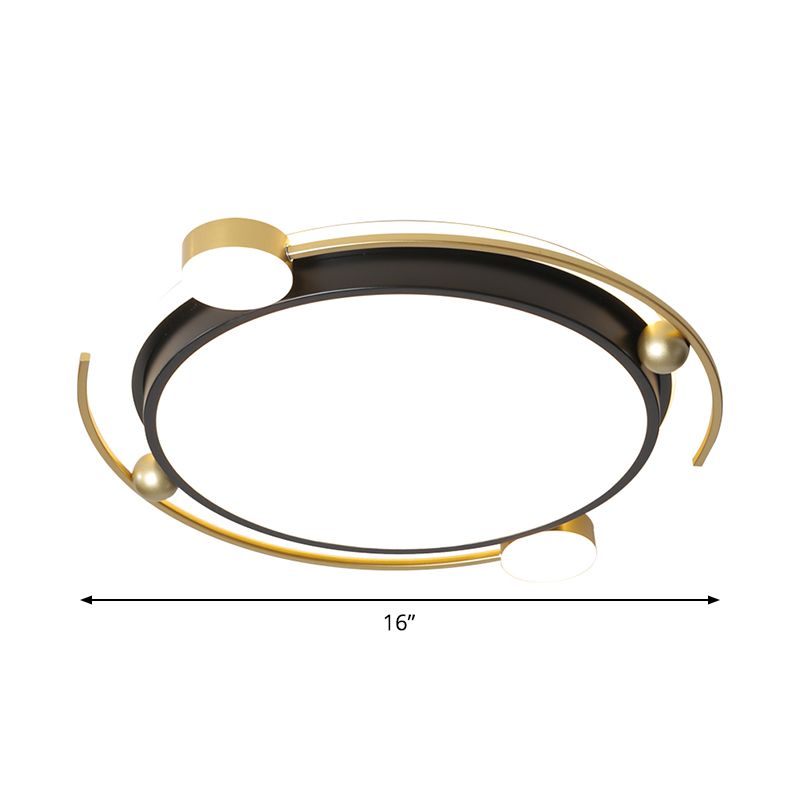 Black-Gold Round Ceiling Light Fixture Contemporary LED Acrylic Flushmount Lighting