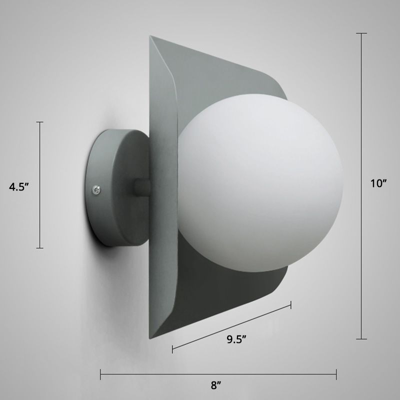 Metal Hexagonal Sconce Fixture Macaron Single Wall Mount Light with Ball Opaline Glass Shade