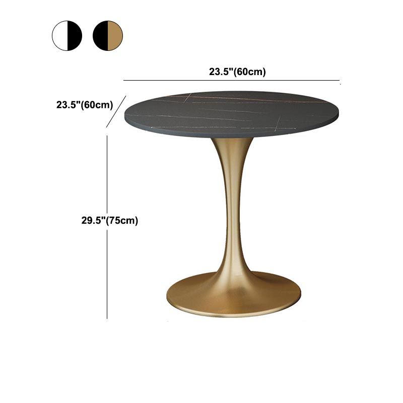 Metal Traditional Luxury Round Table with Tulip Base Sintered Stone Dining Table for Home