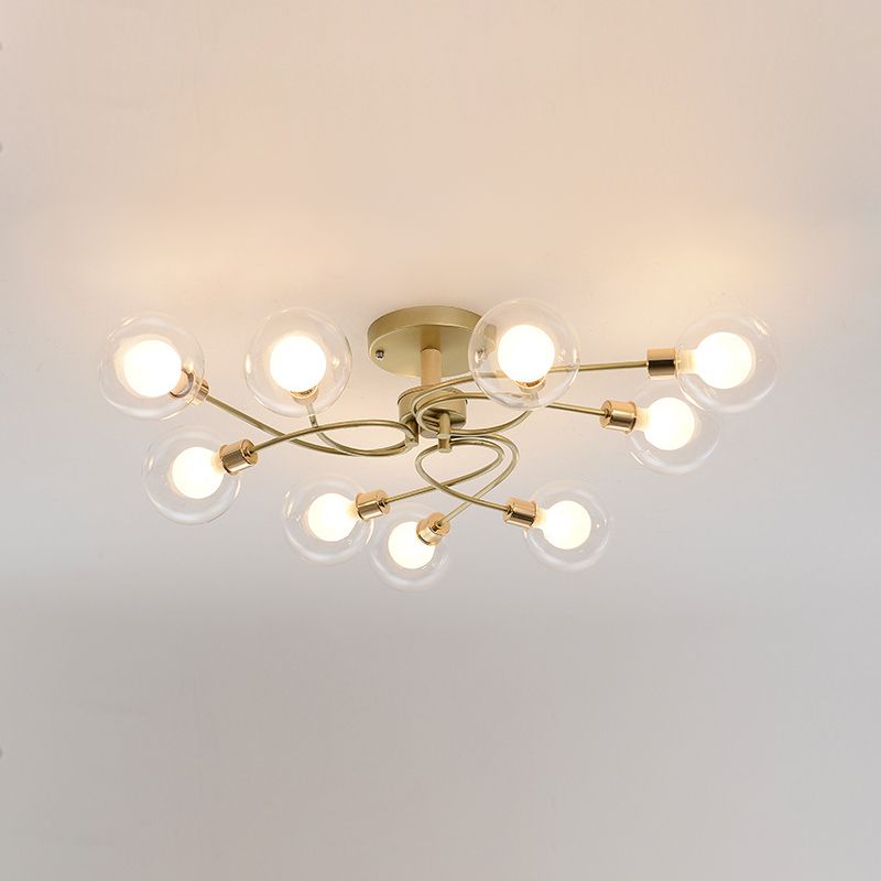 Multi Light Spherical Ceiling Lamp Modern Style Glass Ceiling Lighting for Living Room