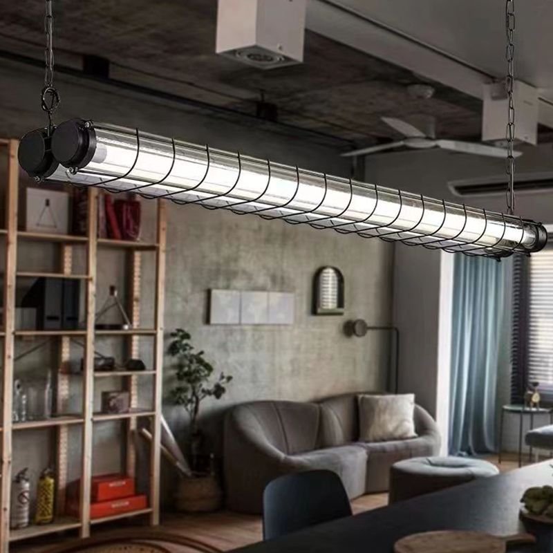 Industrial Style Hanging Lamp Iron Frame Island Light Fixture for Dining Table