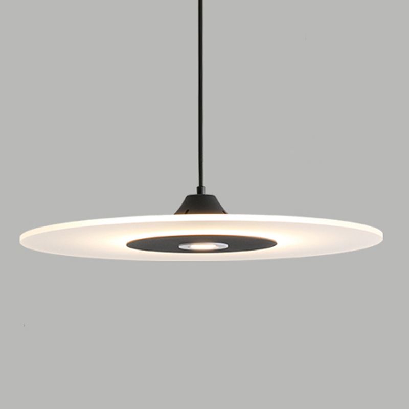 Modern Artistic LED Hanging Lamp Wrought Iron Circular Pendant Light with Acrylic Shade