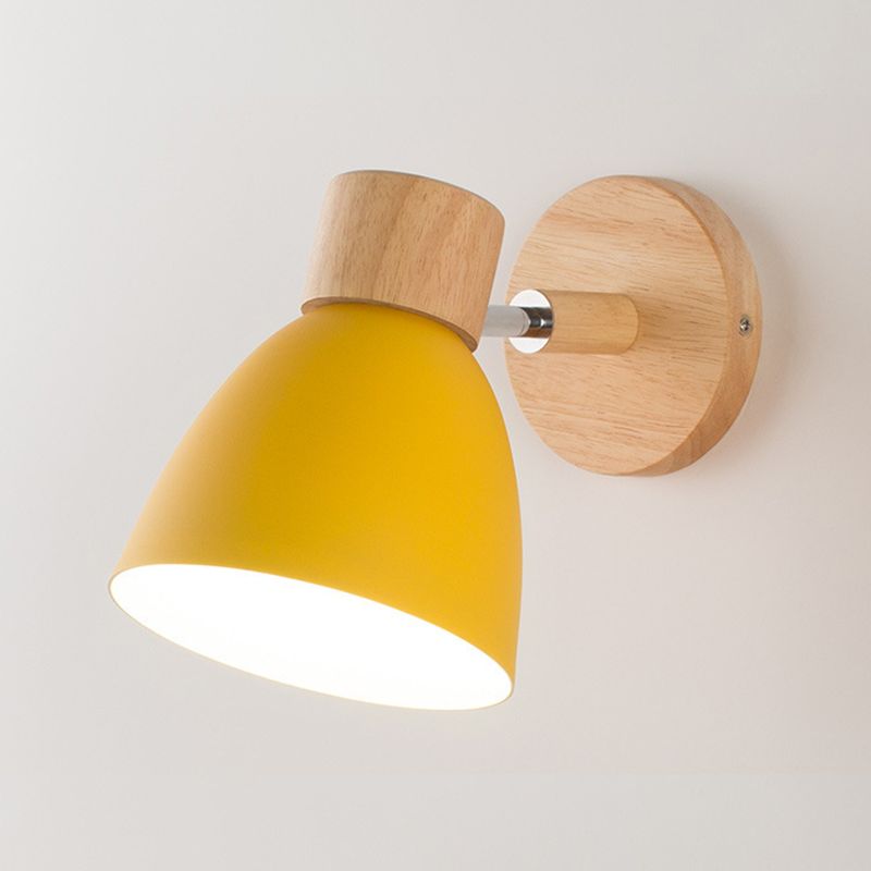 Wooden Simplicity Wall Sconce Colorful Metal Wall Mounted Lamp for Sitting Room
