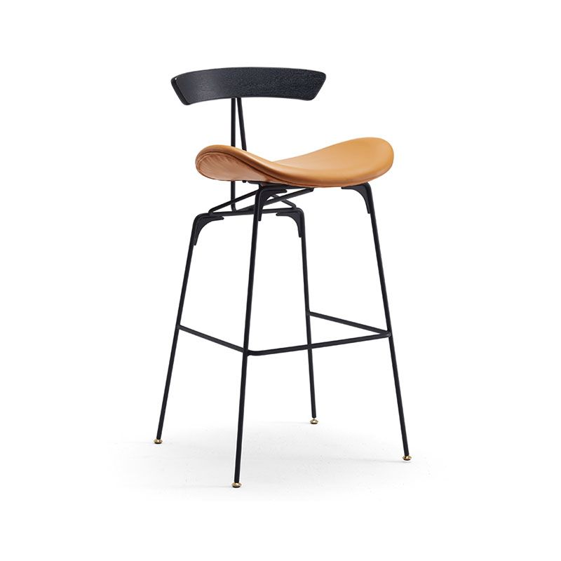 Industrial Matte Finish Leather Barstool Footrest Home Stool