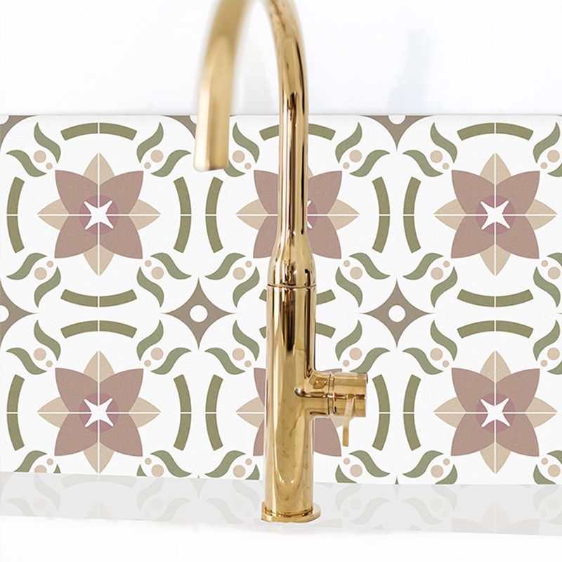 Beige Tone Peel & Stick Tile Square Pattern Printing Single Tile