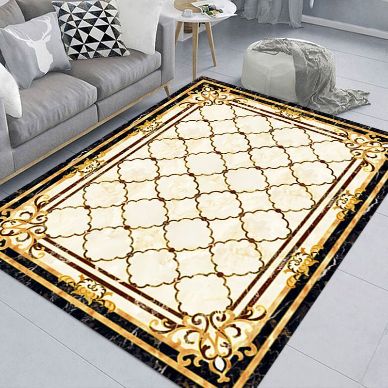 Contemporary Marble Print Rug Polyester Area Carpet Non-Slip Backing Indoor Rug for Home Decoration