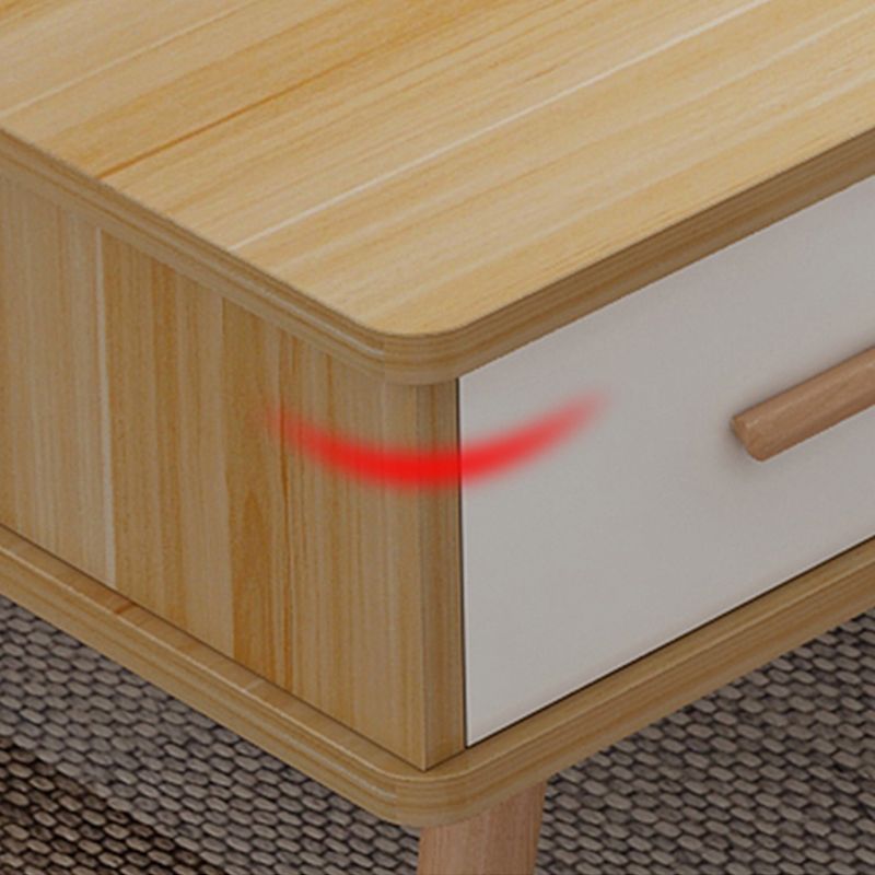 Rectangular with 2 Drawers Coffee Table Scandinavian Wood Cocktail Table