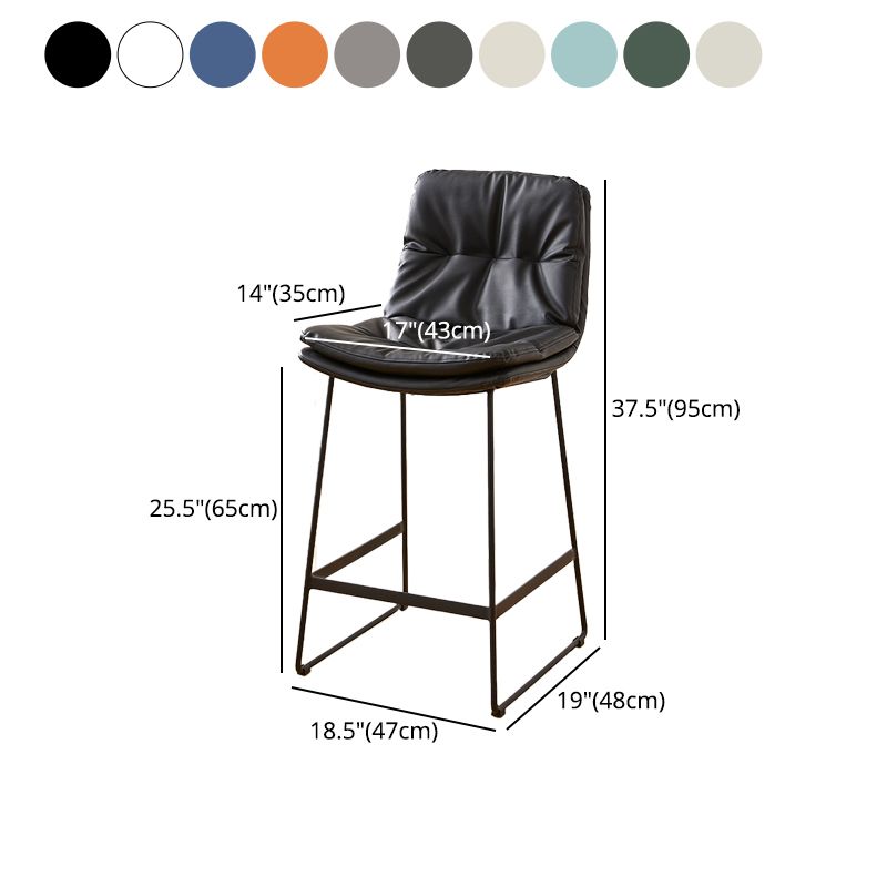 Scandinavian Coffee Shop Footrest Stool Matte Finish PU Leather Barstool