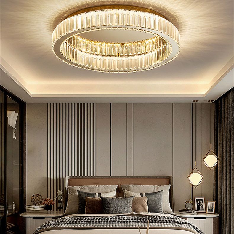 Roestvrijstalen LED-plafondlamp in moderne luxe stijl Kristallen ronde inbouwmontage voor slaapkamer