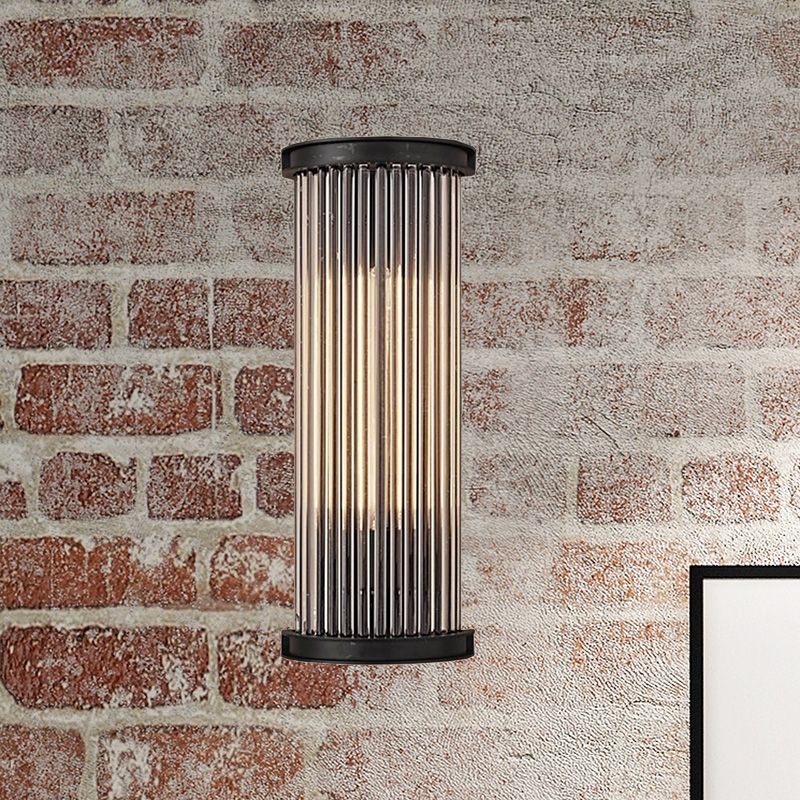 Black Cylinder Wall Light Sconce Modern Stylish 1 Light Clear Crystal Wall Lamp for Living Room