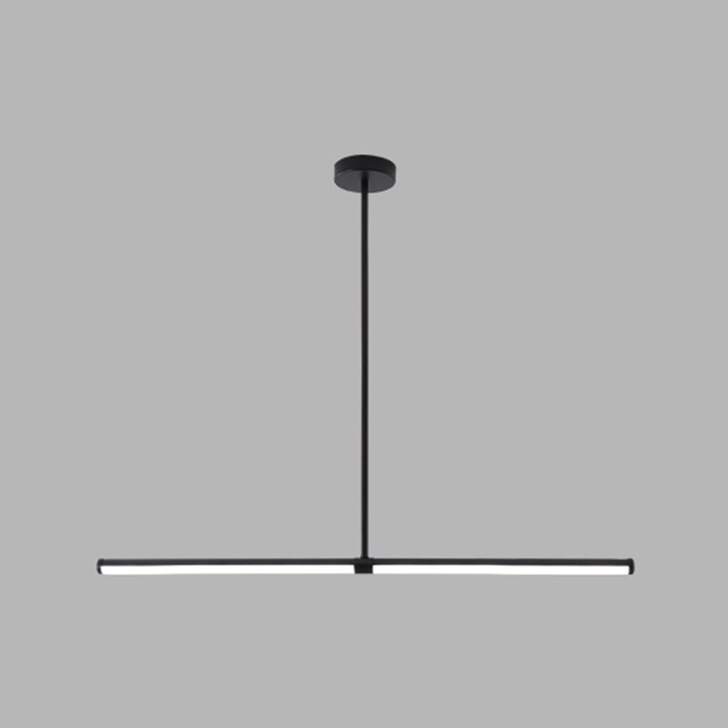 Modern Linear LED Island Light 1-Head Restaurant Pendant Lamp with Acrylic Shade