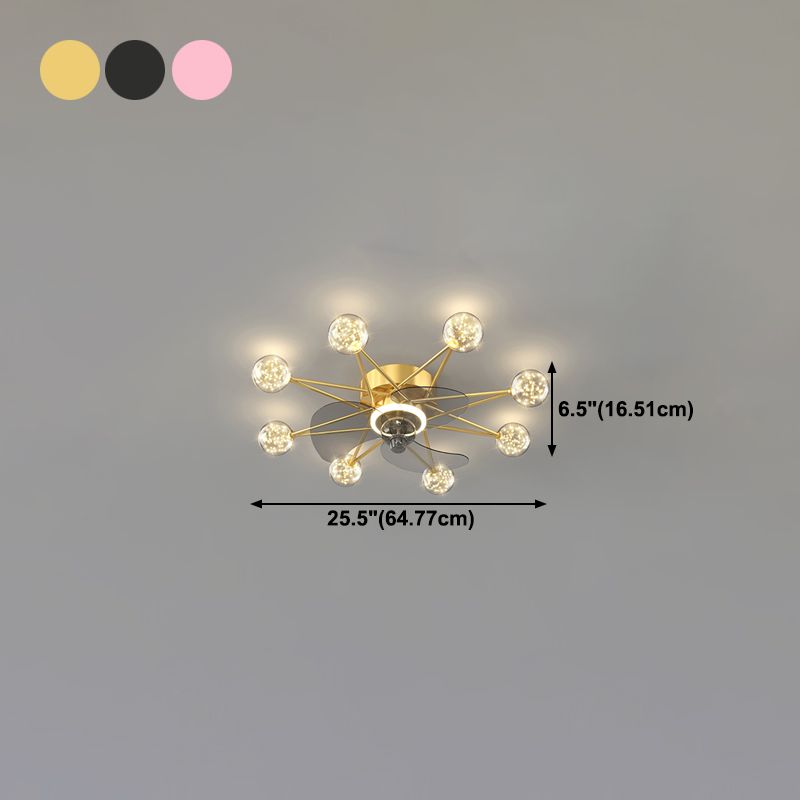 Kids Style Spherical Ceiling Fan Lights Metal LED Flush Lights for Bedroom
