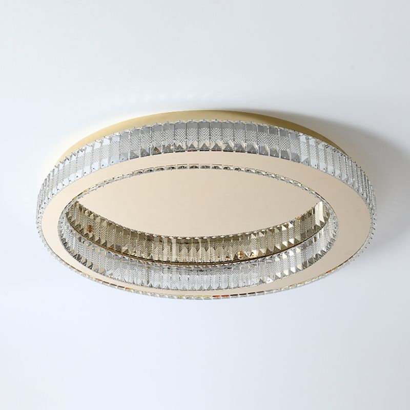 Living Room K9 Crystal Flush Mount Light Fixture Contemporary Cylinder Flush Light Fixture