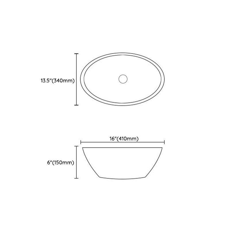 Modern Vessel Bathroom Sink Porcelain Oval Vessel Lavatory Sink(Not Included Faucet)