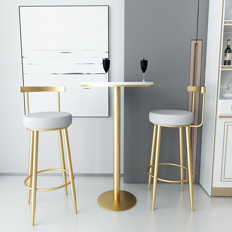 Glam Matte Finish Upholstered Bar Stools Coffee Shop Low Back Stool