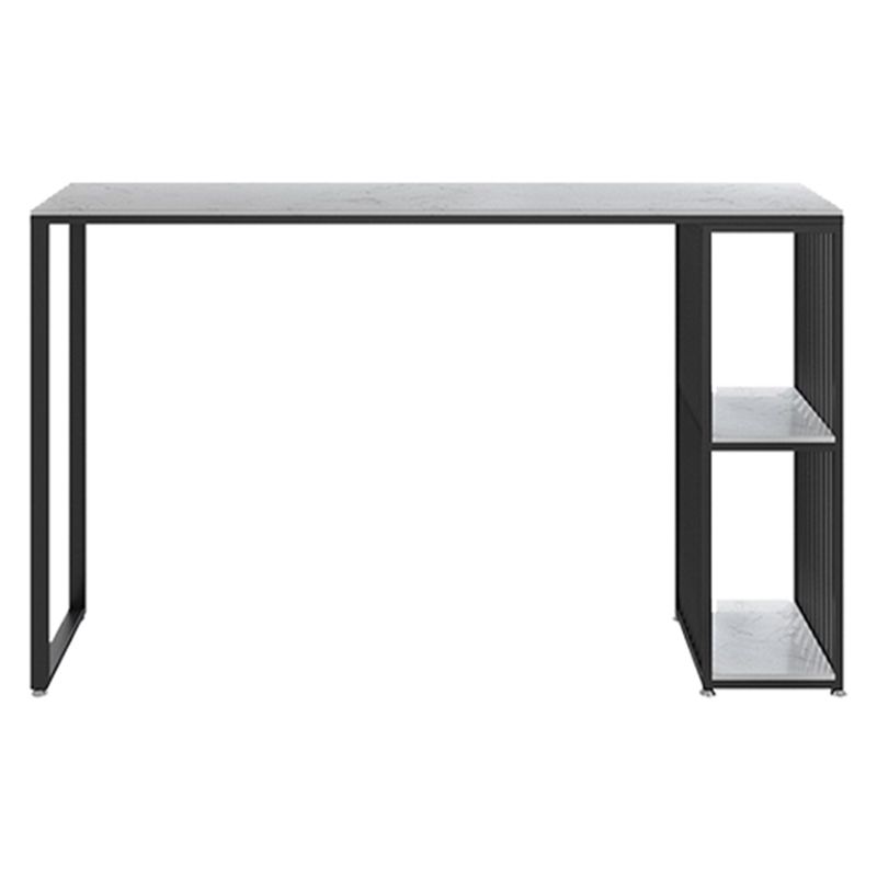 Industrial Style Rectangle Bar Table Faux Marble Double Pedestal Bar Dining Table