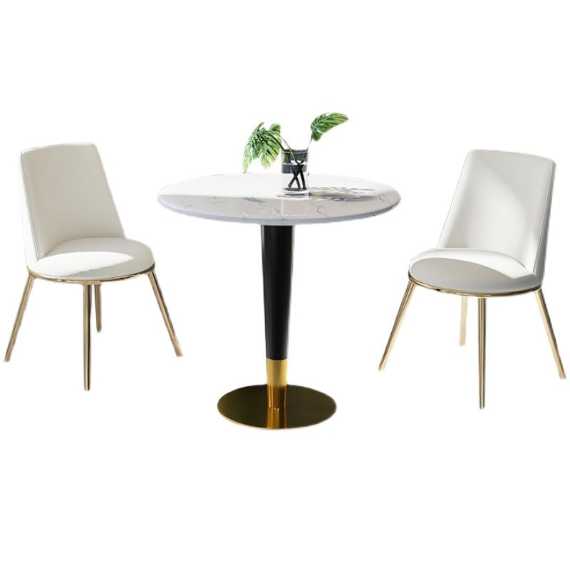 Round Marble Dinette Table Traditional Luxury Dinner Room Table for Indoor