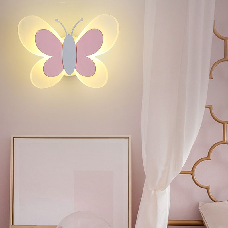 1 Light Butterfly Wall Sconce Modern Style Metal Wall Lighting for Bedroom